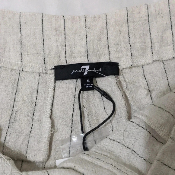 7 For All Mankind Linen Pants, Color Cream/Black Size 4 - Picture 12 of 14